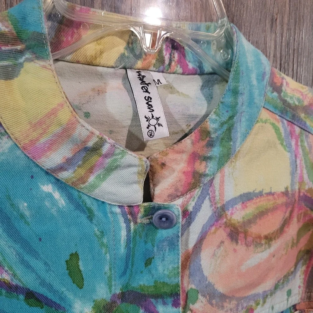 Winter Sun Floral Jacket Size M Multicolor Art to Wear Maximalist 100% Cotton